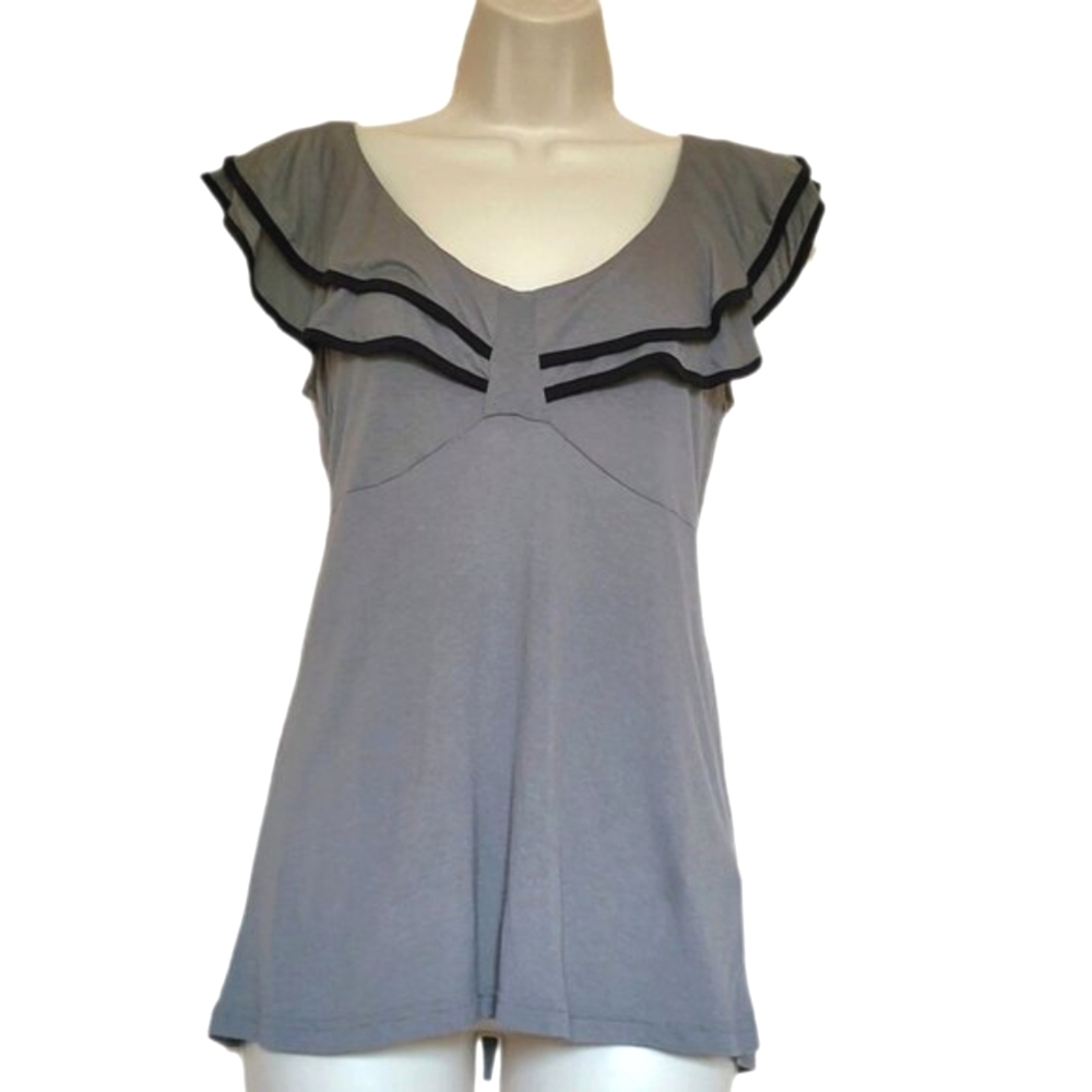 H&M Women's Grey Ruffle Sleeveless Top Size Small
